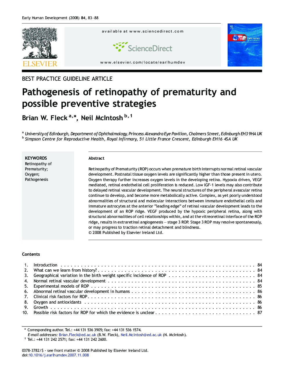 Pathogenesis of retinopathy of prematurity and possible preventive strategies