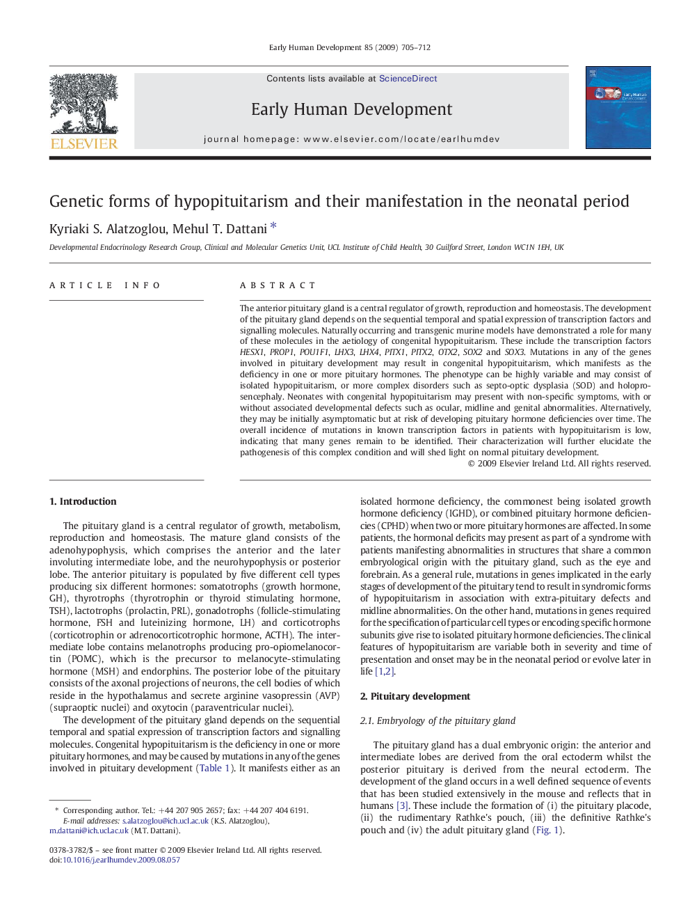 Genetic forms of hypopituitarism and their manifestation in the neonatal period