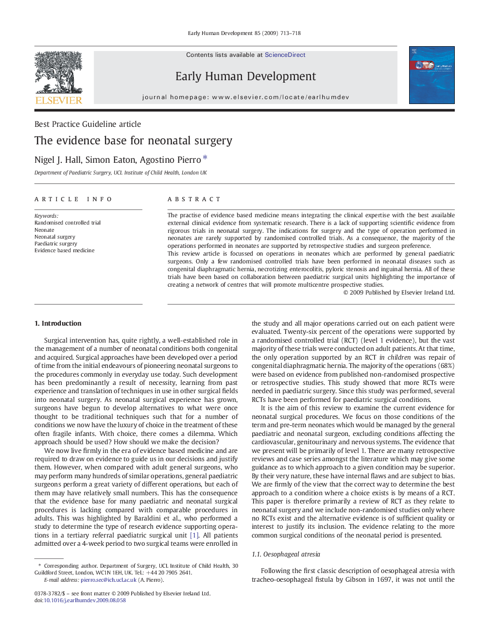 The evidence base for neonatal surgery