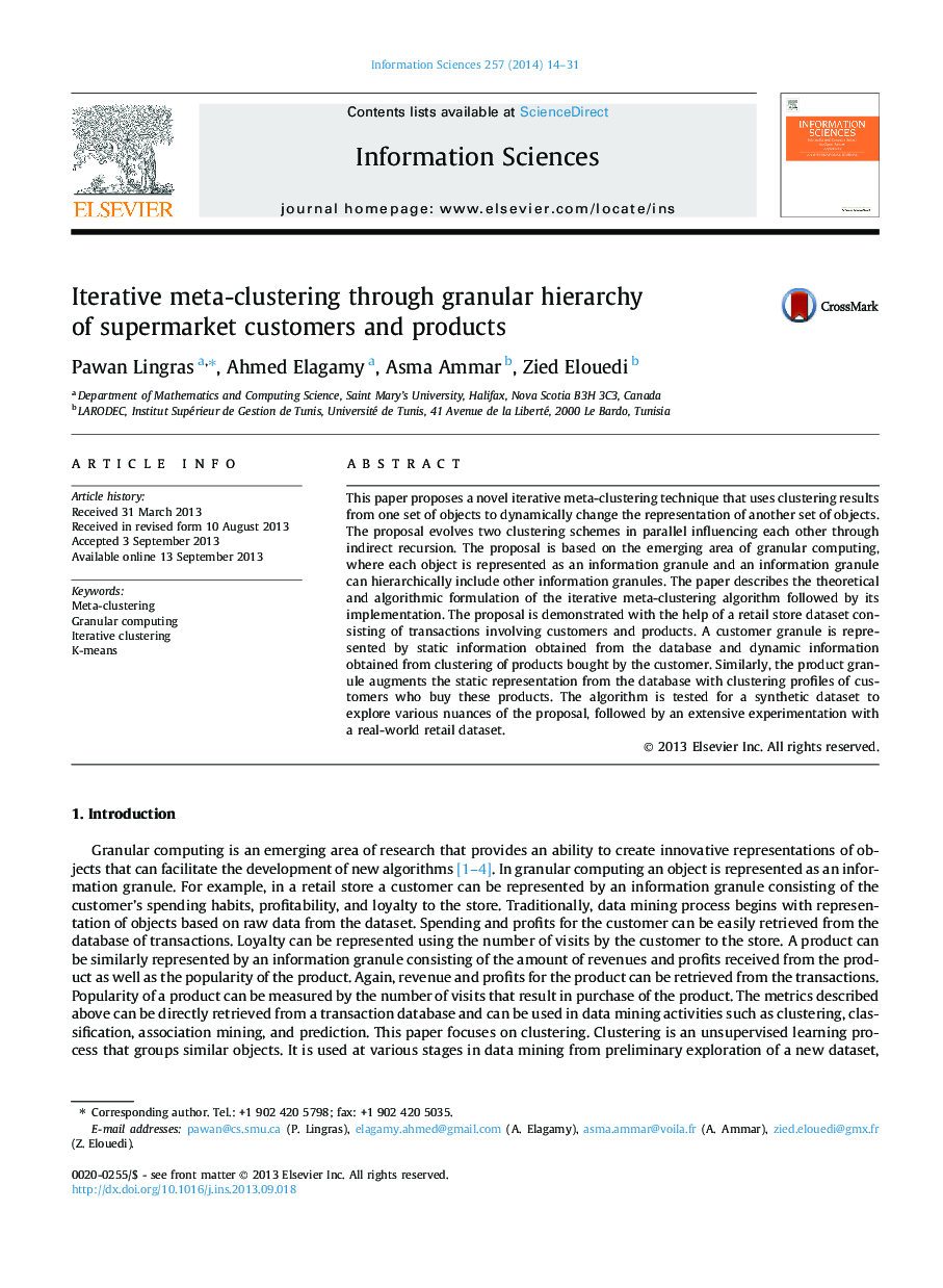 Iterative meta-clustering through granular hierarchy of supermarket customers and products