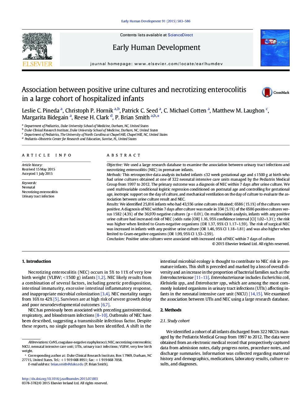 Association between positive urine cultures and necrotizing enterocolitis in a large cohort of hospitalized infants