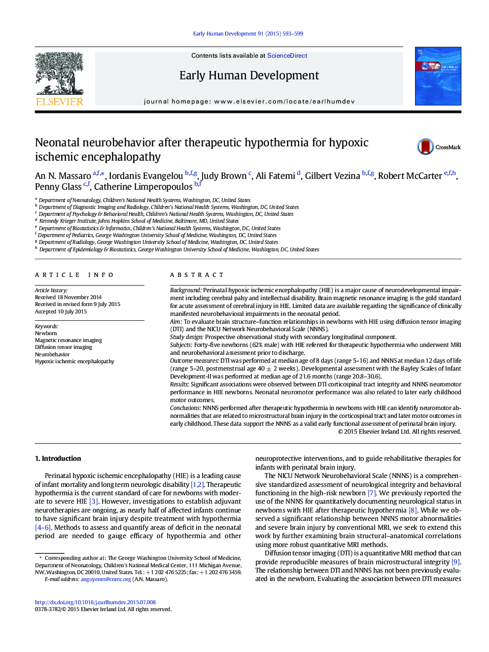 Neonatal neurobehavior after therapeutic hypothermia for hypoxic ischemic encephalopathy