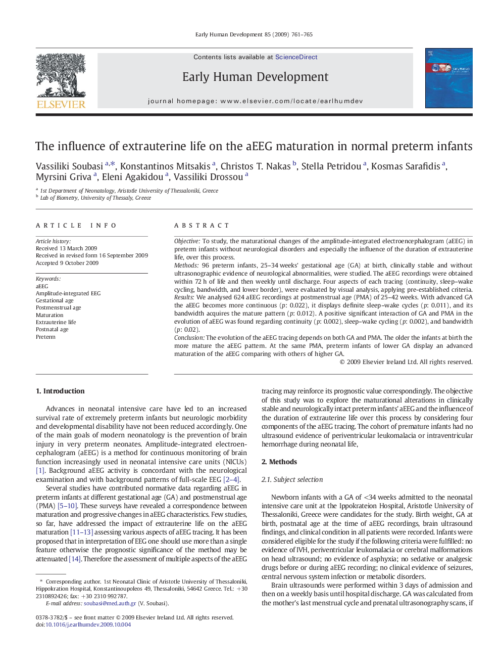 The influence of extrauterine life on the aEEG maturation in normal preterm infants