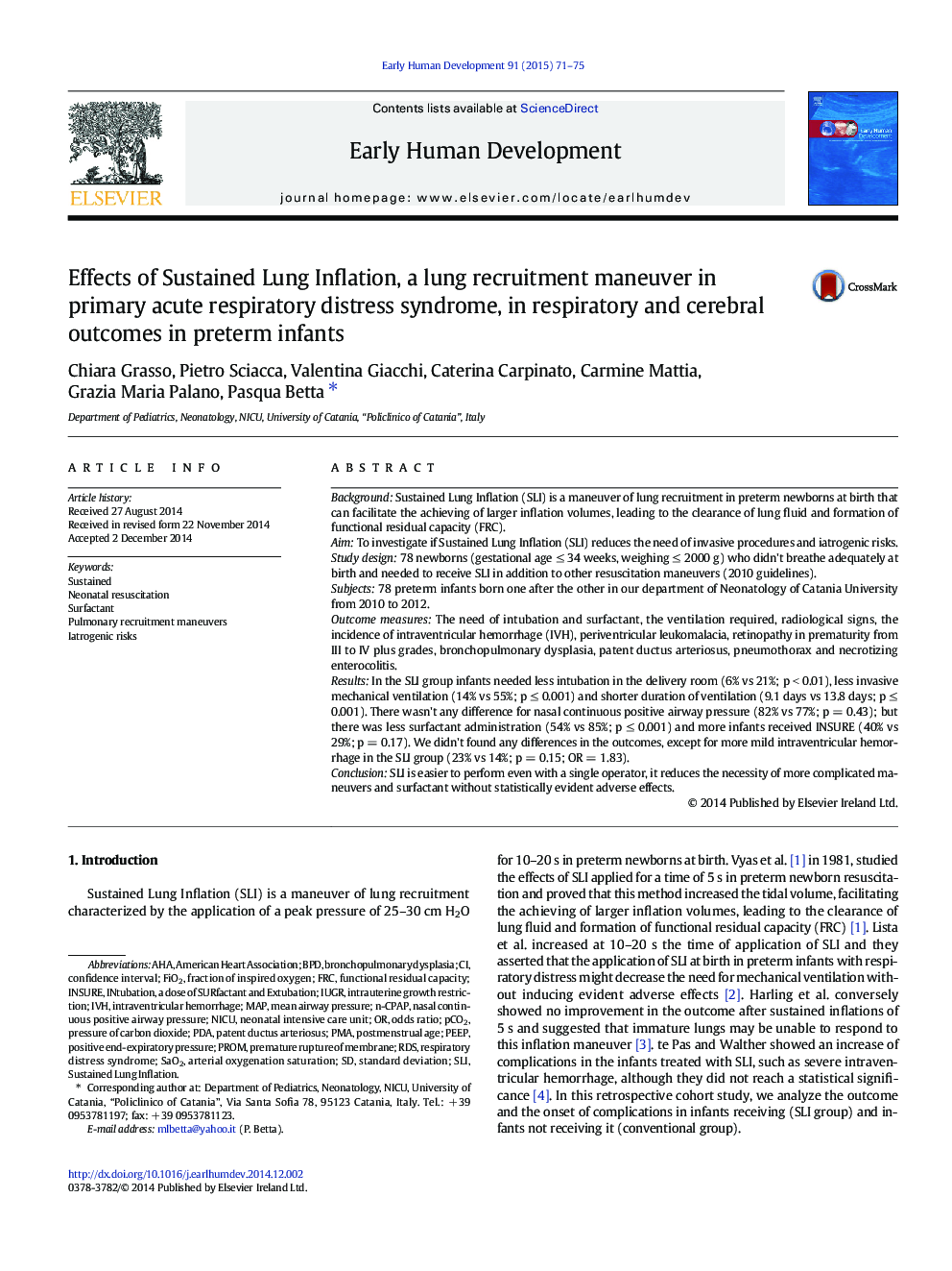 Effects of Sustained Lung Inflation, a lung recruitment maneuver in primary acute respiratory distress syndrome, in respiratory and cerebral outcomes in preterm infants