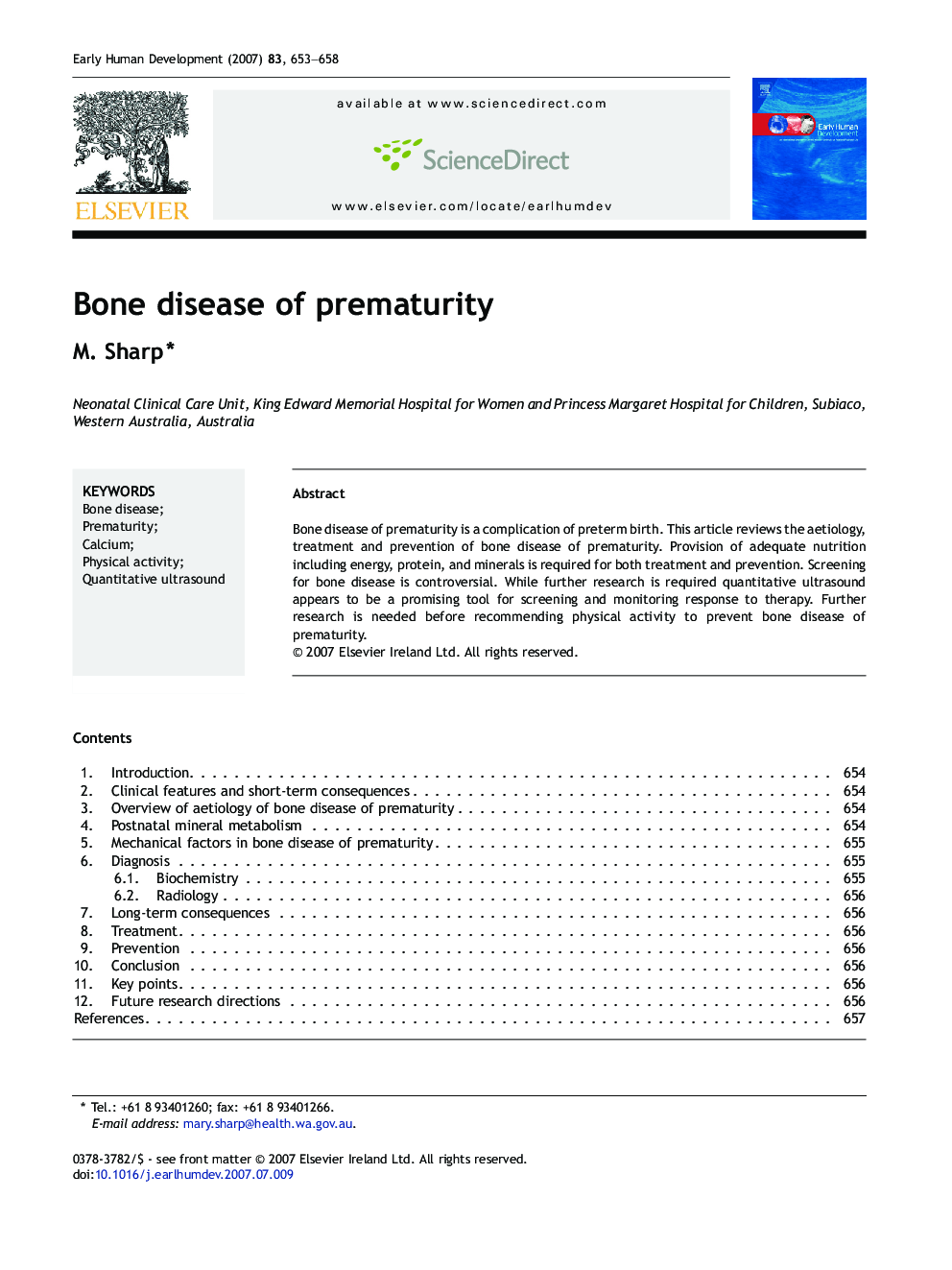 Bone disease of prematurity