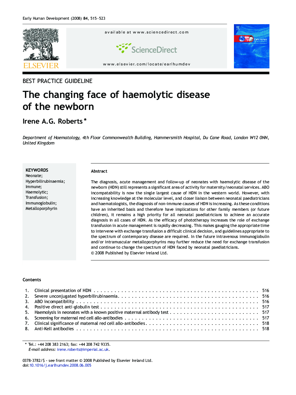 The changing face of haemolytic disease of the newborn