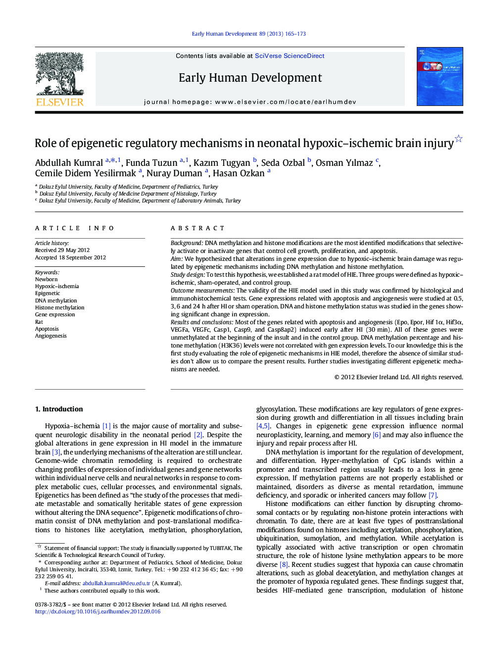 Role of epigenetic regulatory mechanisms in neonatal hypoxic–ischemic brain injury 