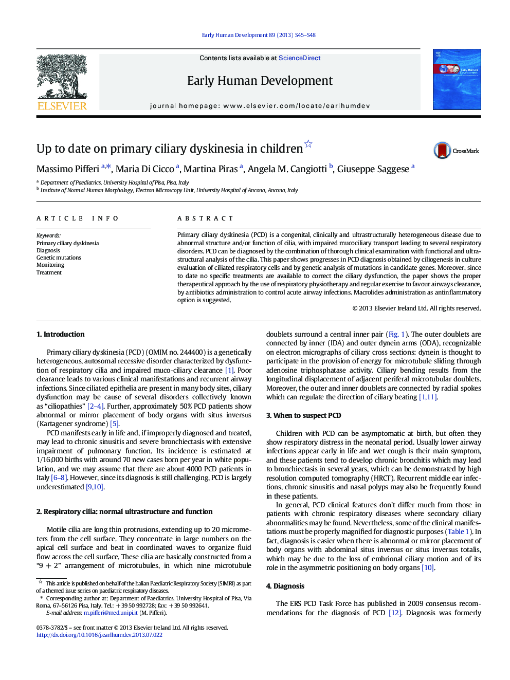 Up to date on primary ciliary dyskinesia in children 