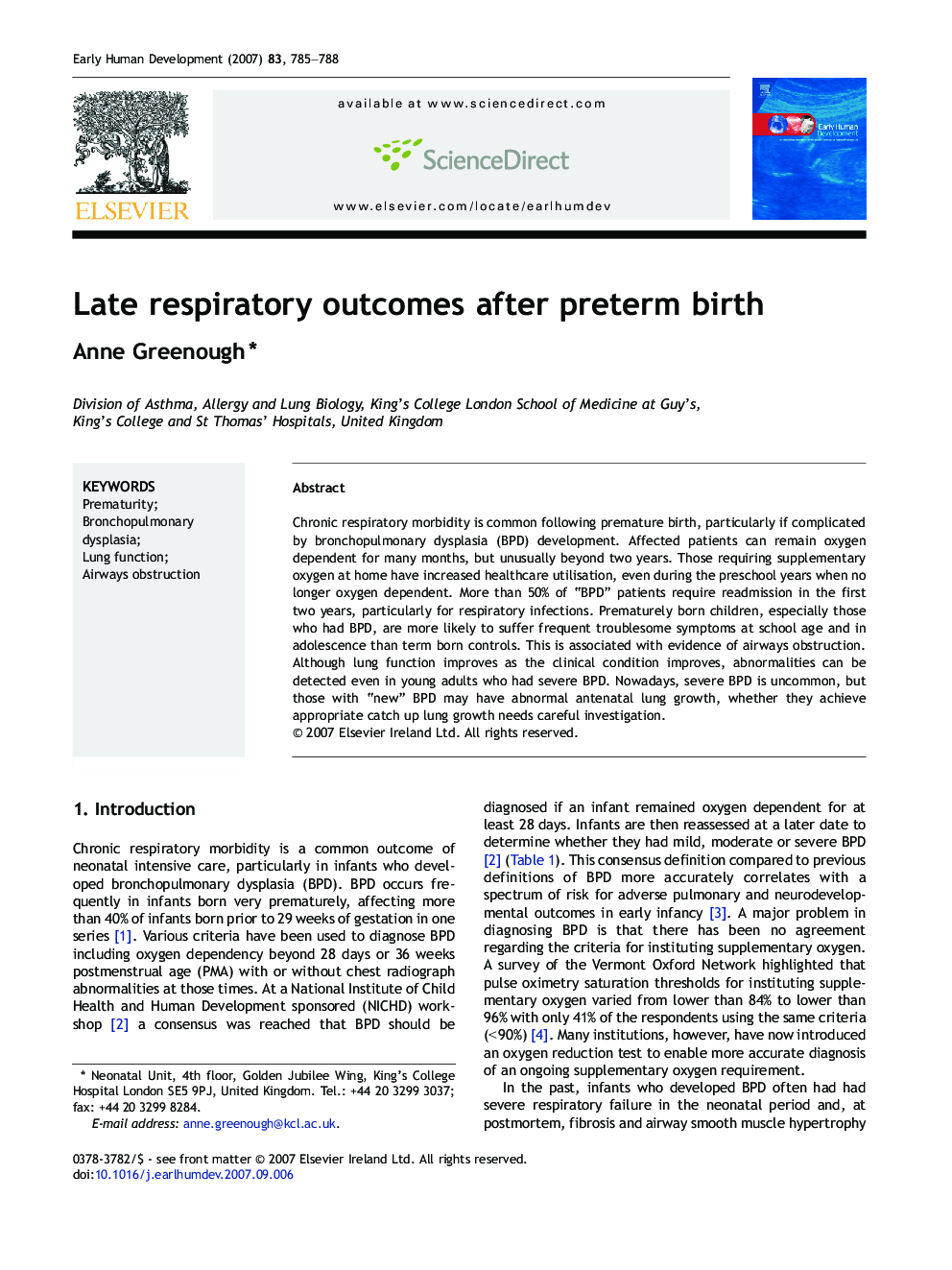 Late respiratory outcomes after preterm birth