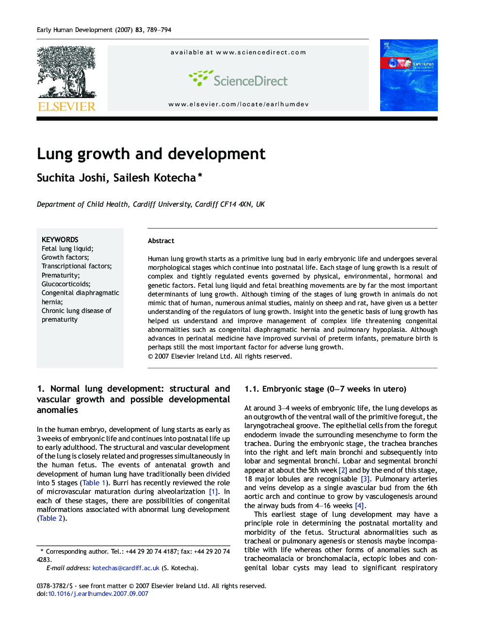 Lung growth and development