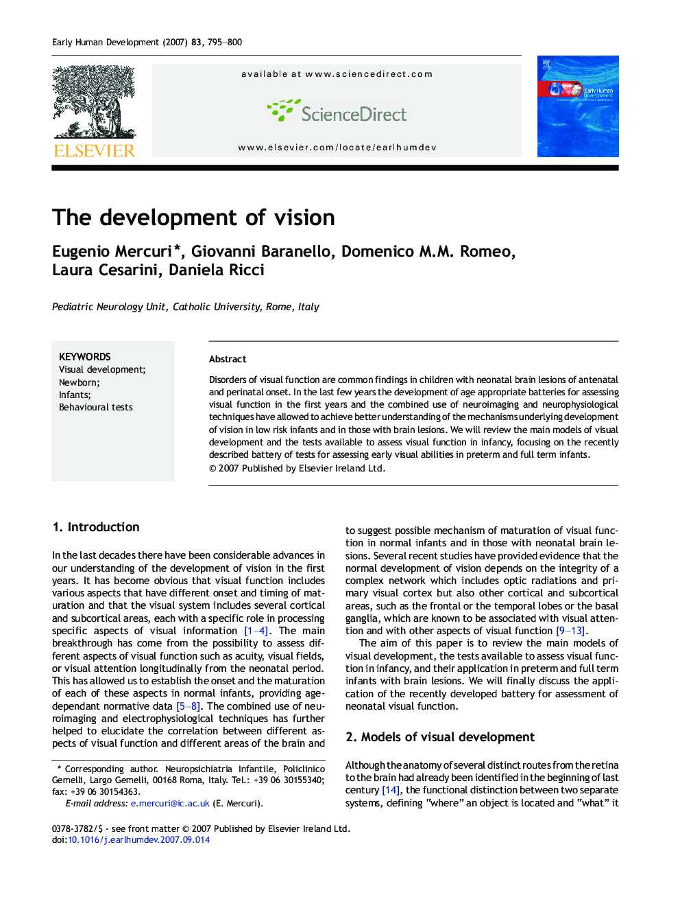 The development of vision