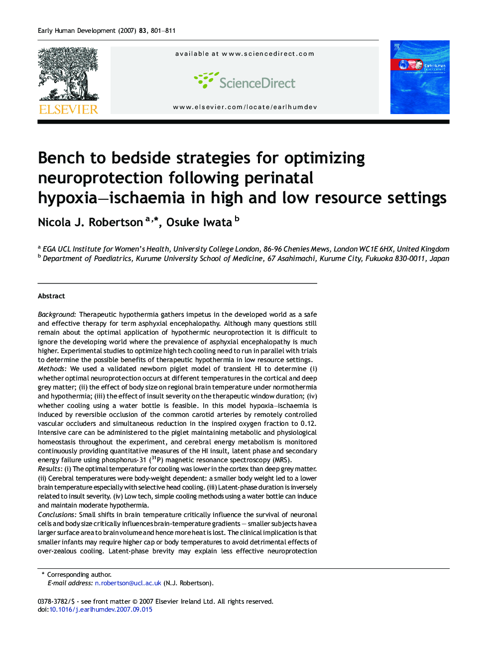 Bench to bedside strategies for optimizing neuroprotection following perinatal hypoxia–ischaemia in high and low resource settings