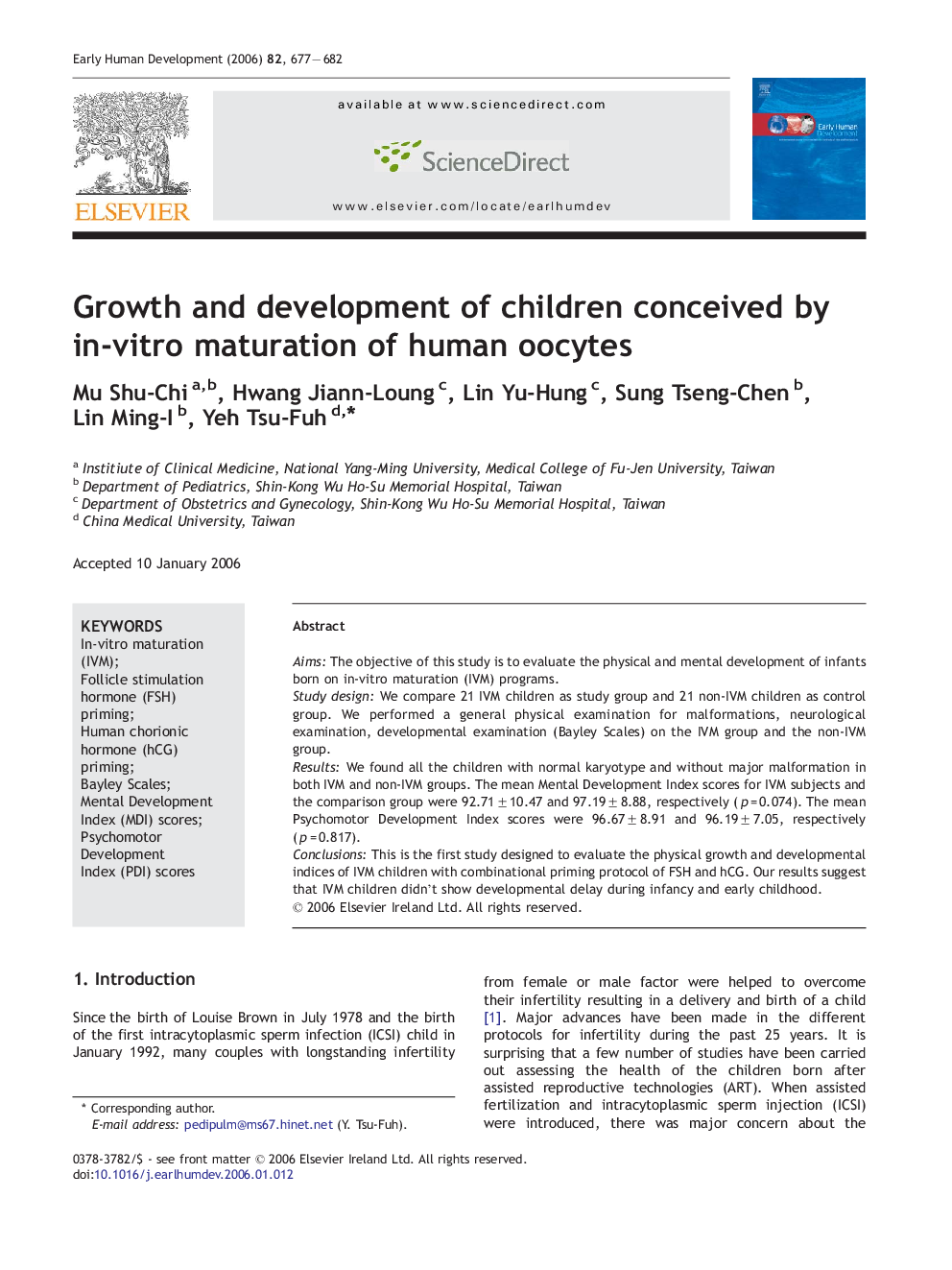 Growth and development of children conceived by in-vitro maturation of human oocytes