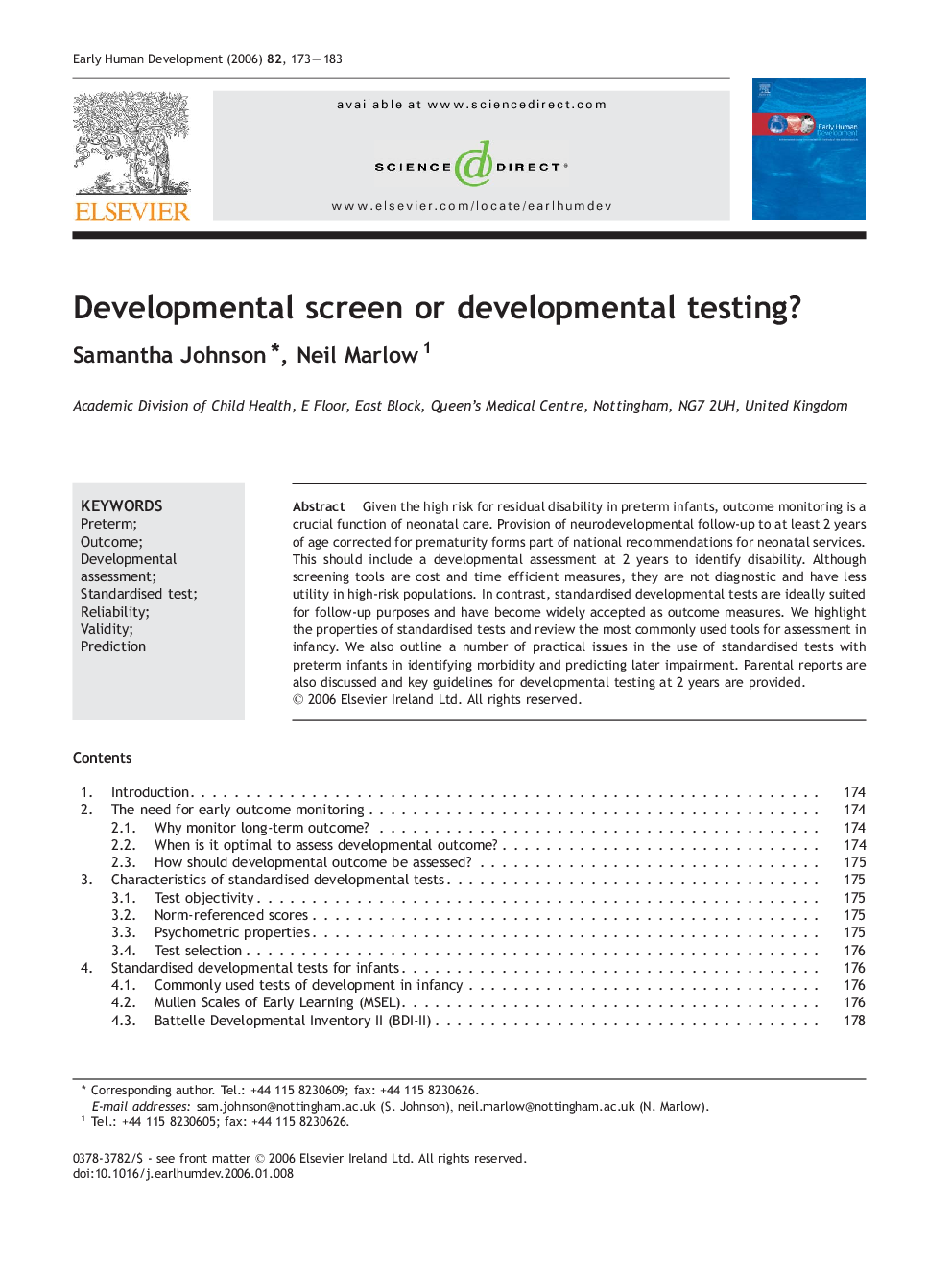 Developmental screen or developmental testing?