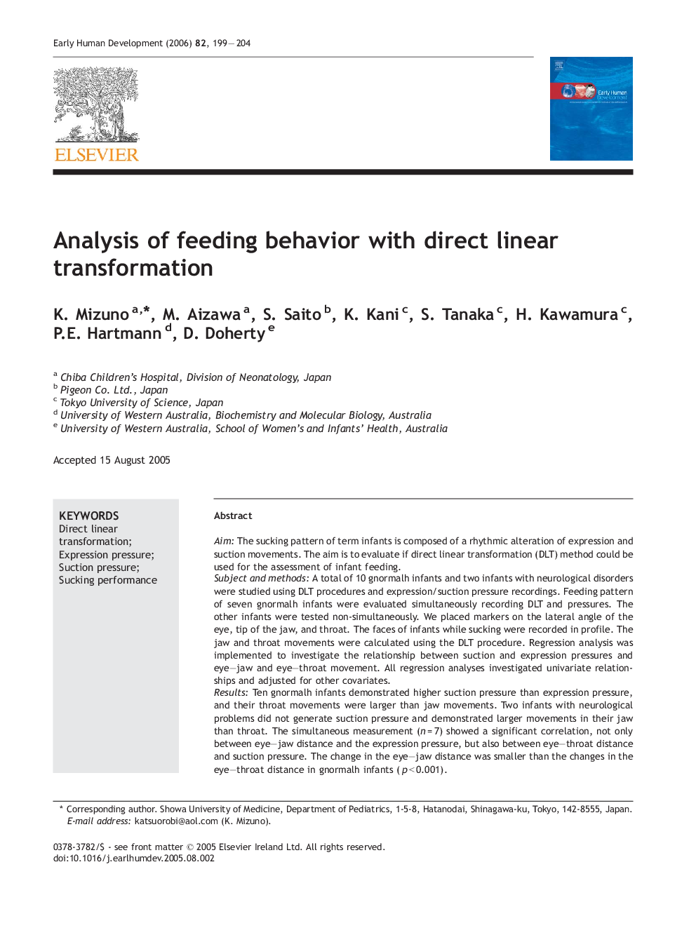 Analysis of feeding behavior with direct linear transformation