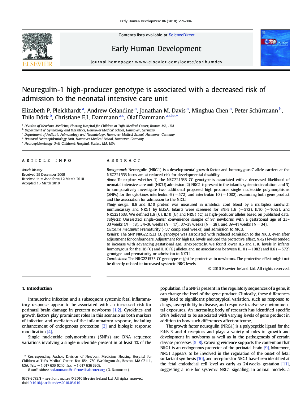 Neuregulin-1 high-producer genotype is associated with a decreased risk of admission to the neonatal intensive care unit