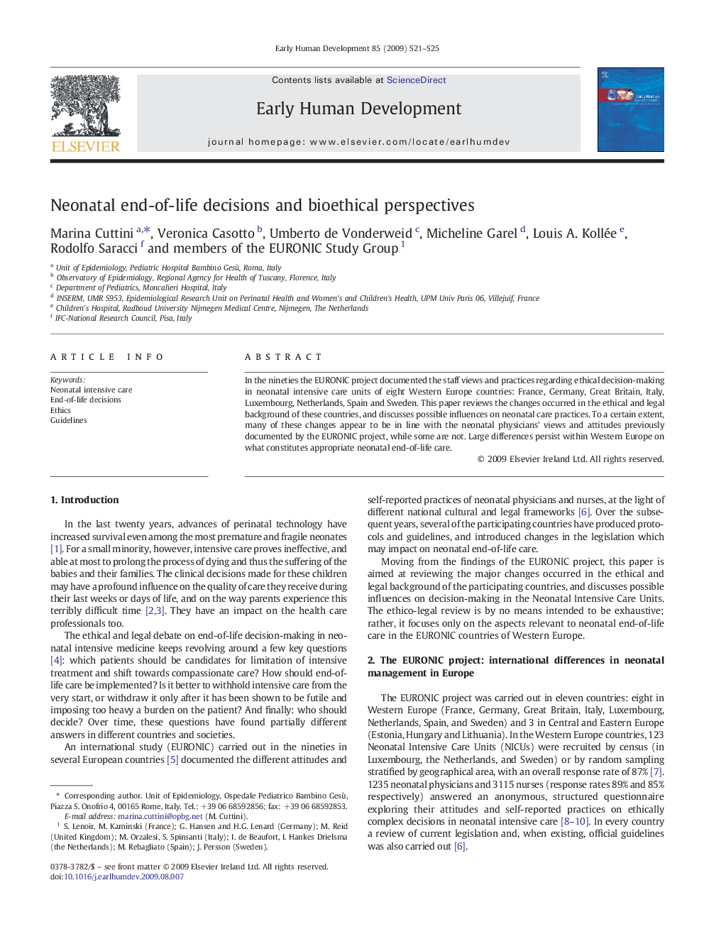 Neonatal end-of-life decisions and bioethical perspectives