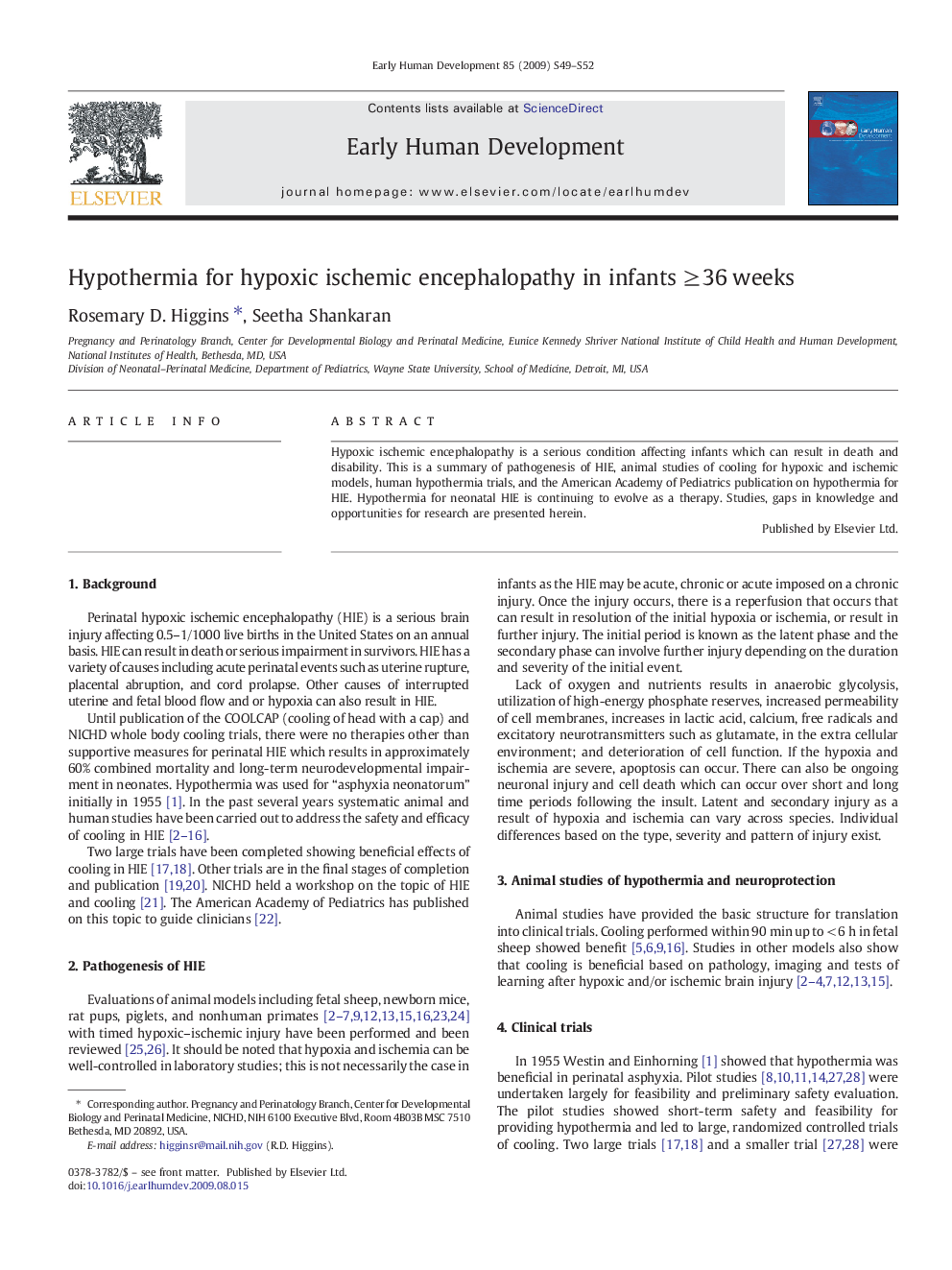 Hypothermia for hypoxic ischemic encephalopathy in infants ≥ 36 weeks