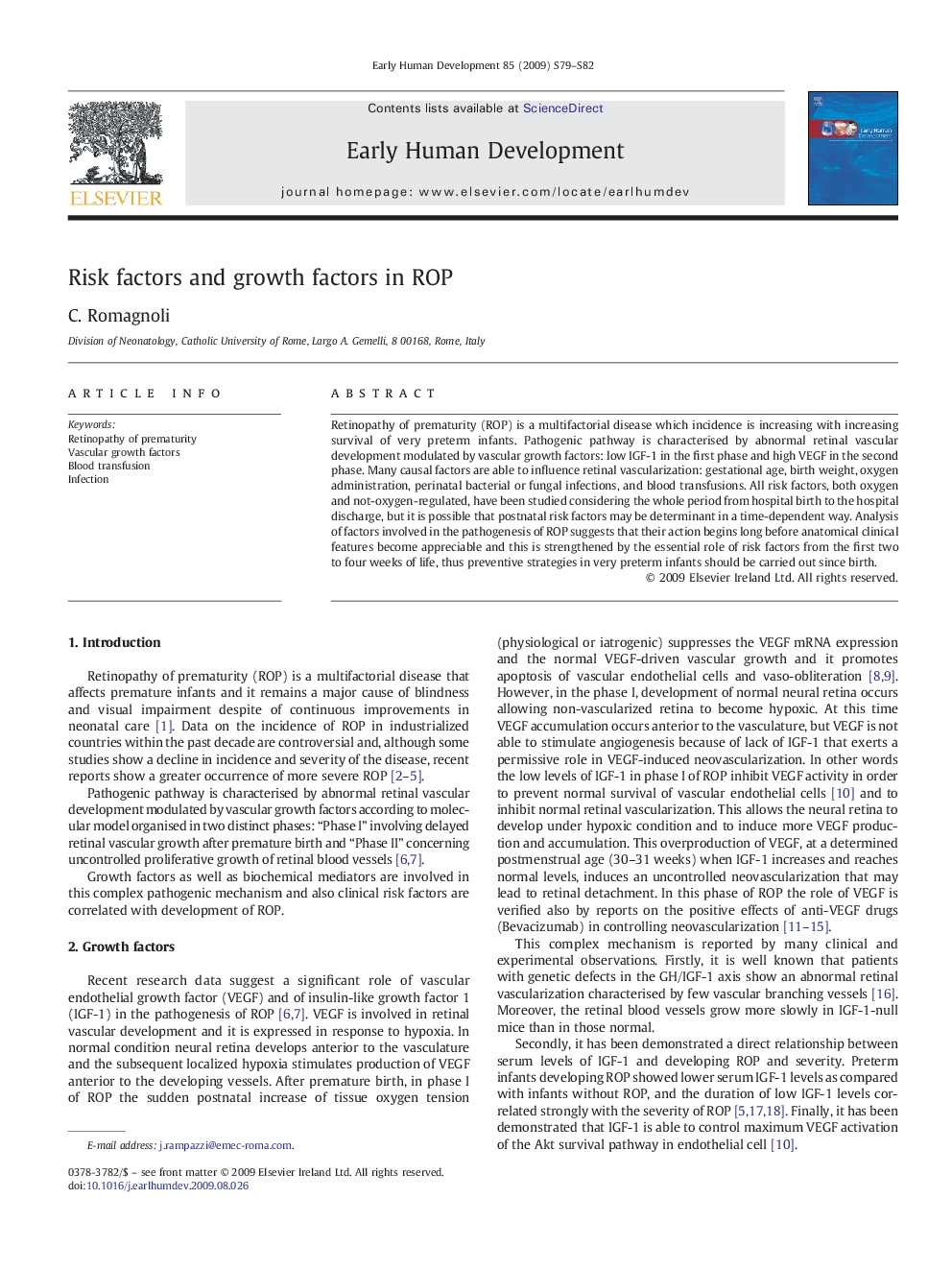 Risk factors and growth factors in ROP