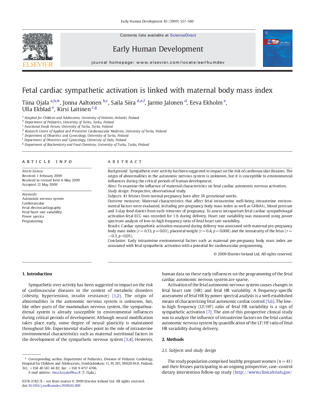 Fetal cardiac sympathetic activation is linked with maternal body mass index