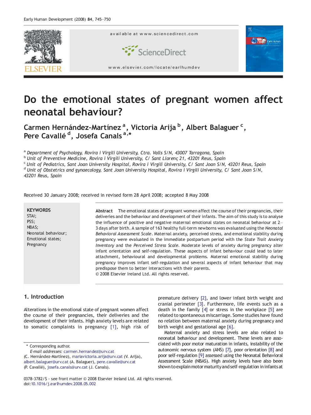 Do the emotional states of pregnant women affect neonatal behaviour?