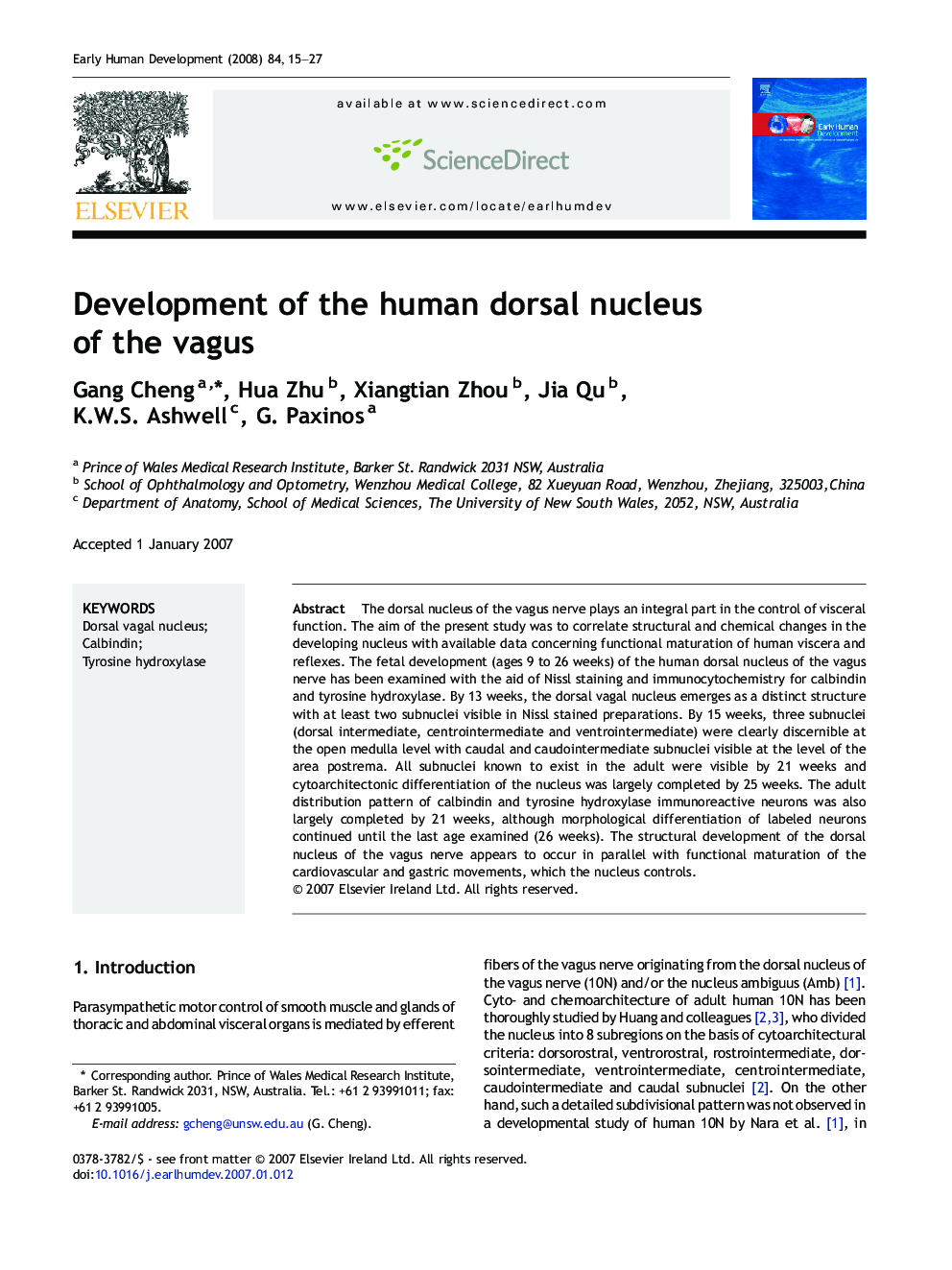 Development of the human dorsal nucleus of the vagus