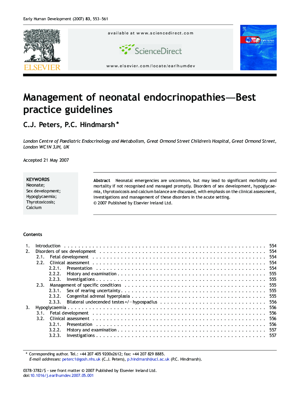 Management of neonatal endocrinopathies—Best practice guidelines