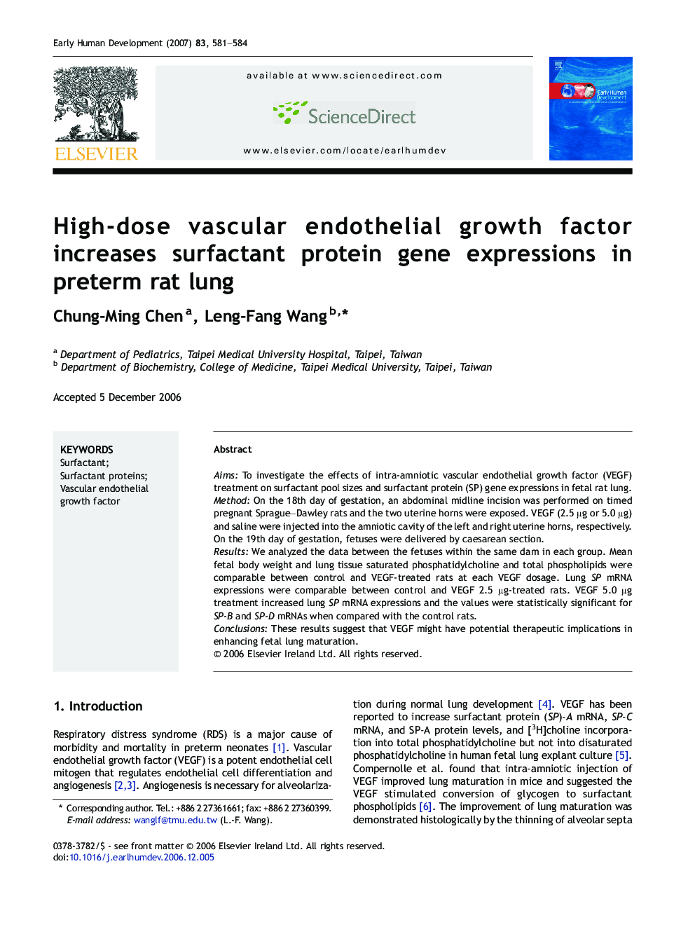 High-dose vascular endothelial growth factor increases surfactant protein gene expressions in preterm rat lung