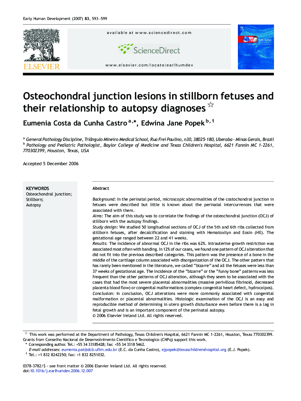 Osteochondral junction lesions in stillborn fetuses and their relationship to autopsy diagnoses 