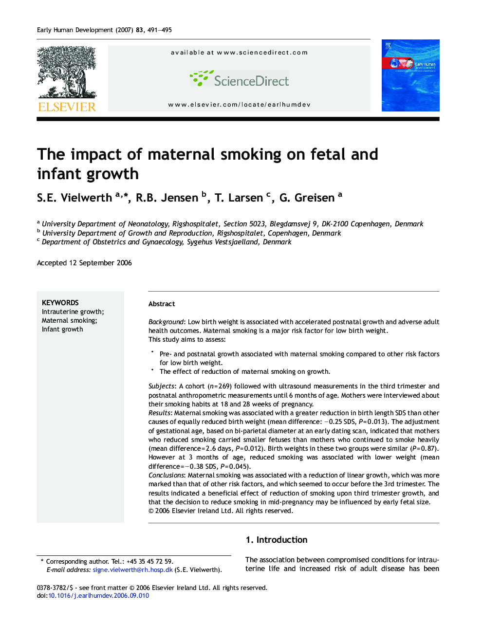 The impact of maternal smoking on fetal and infant growth