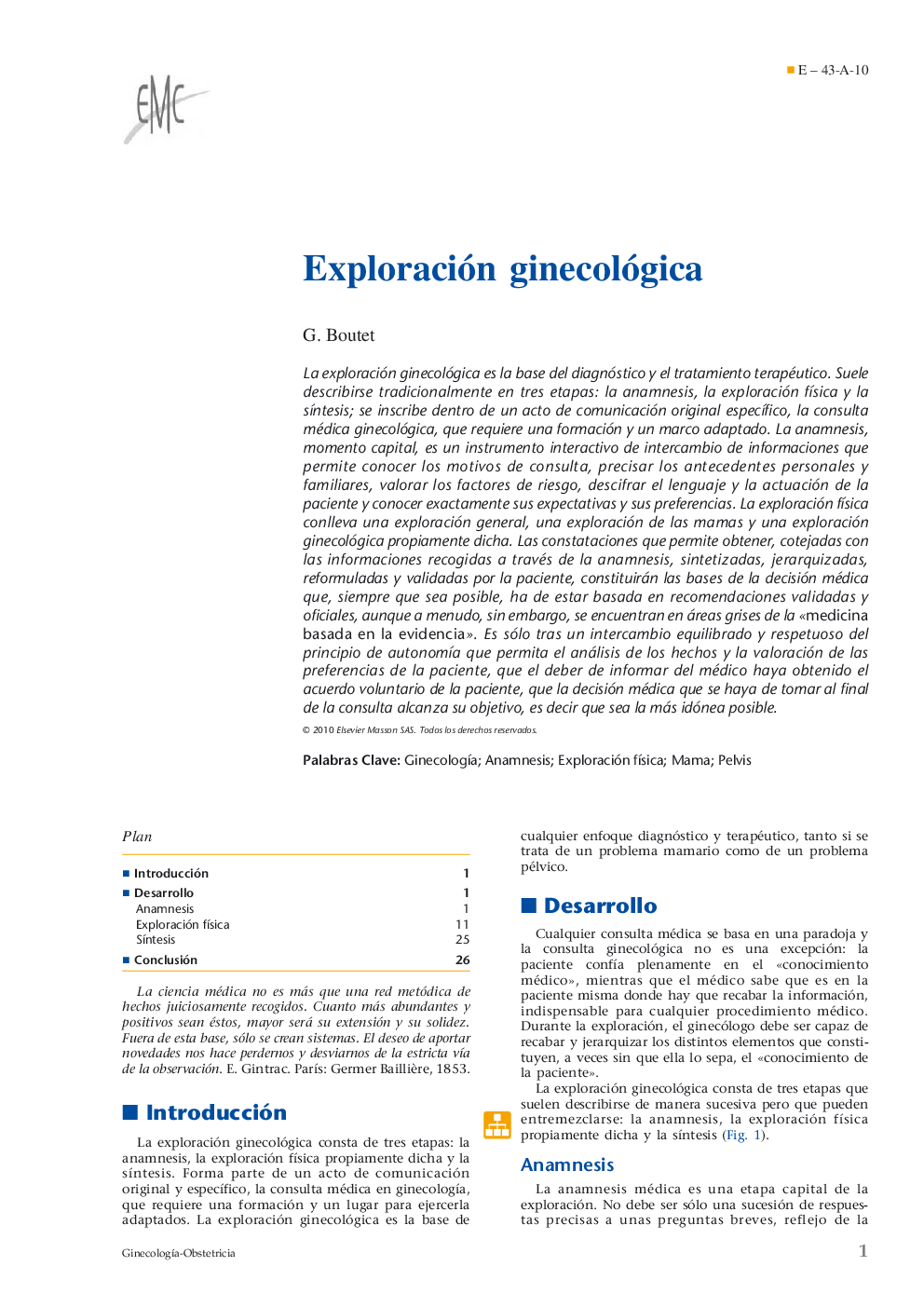 Exploración ginecológica