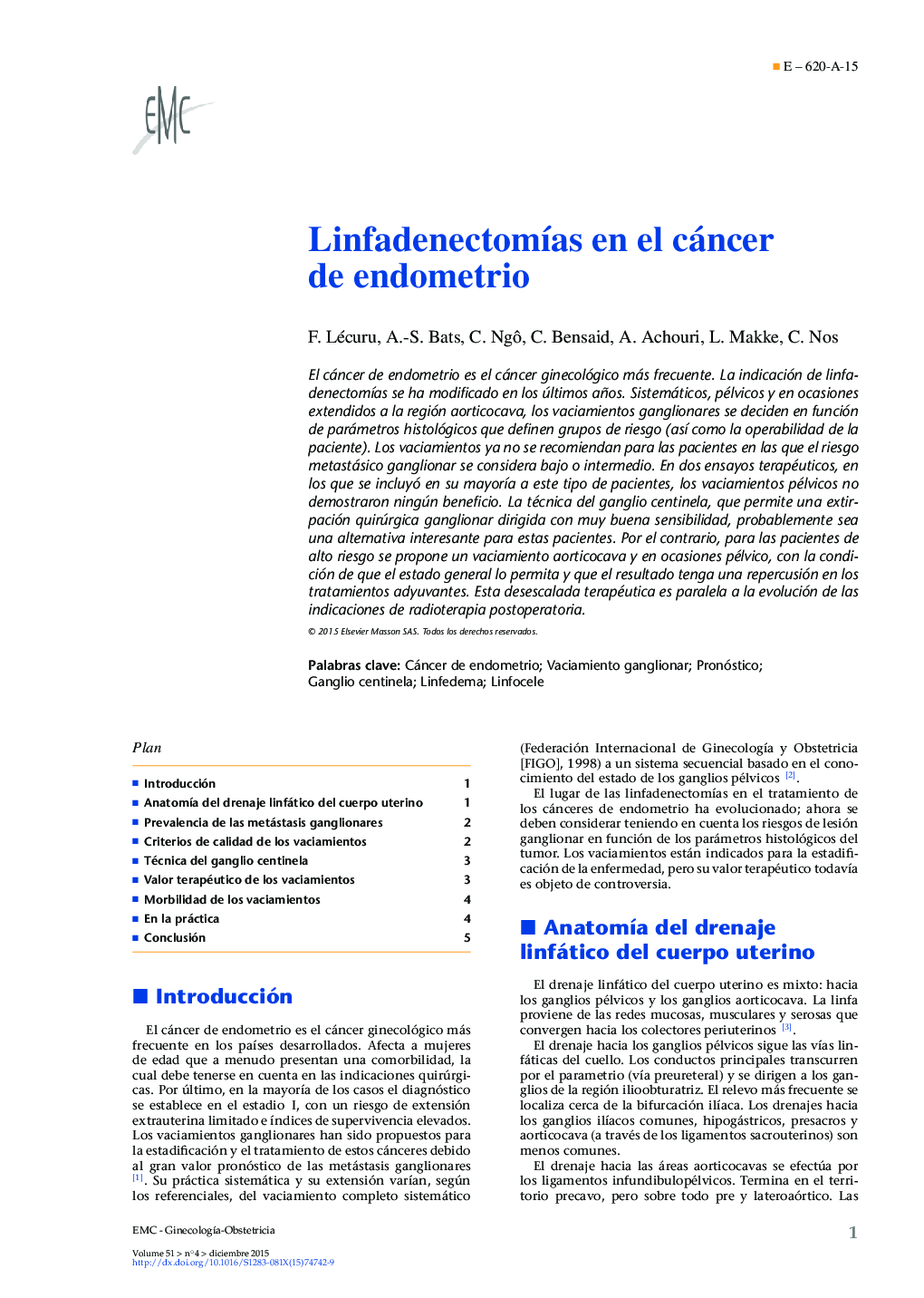 LinfadenectomÃ­as en el cáncer de endometrio