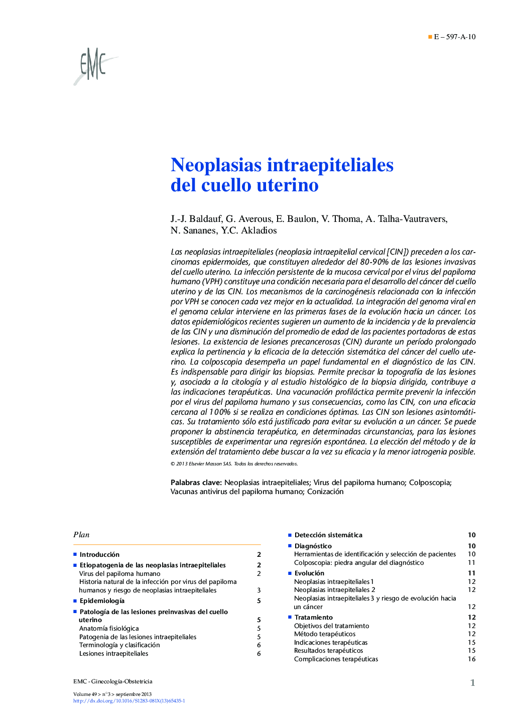 Neoplasias intraepiteliales del cuello uterino
