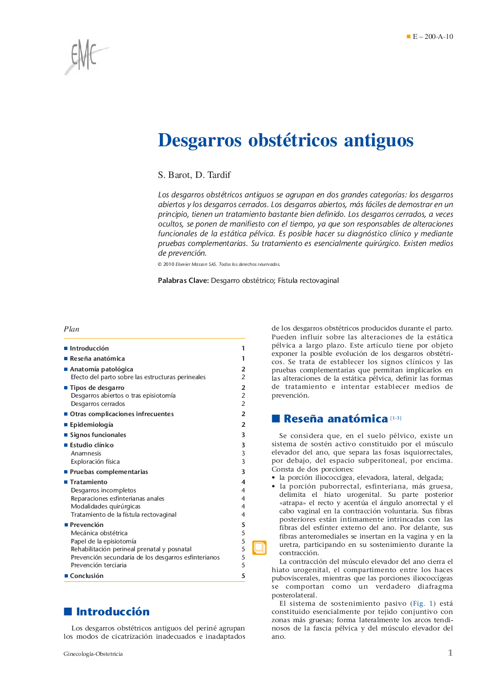 Desgarros obstétricos antiguos