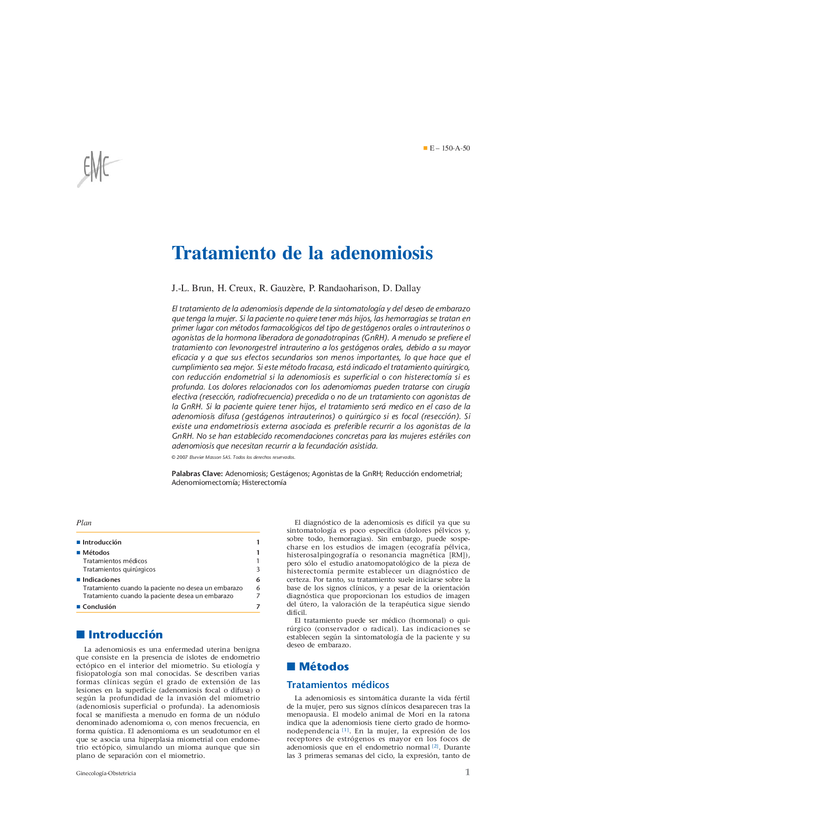 Tratamiento de la adenomiosis