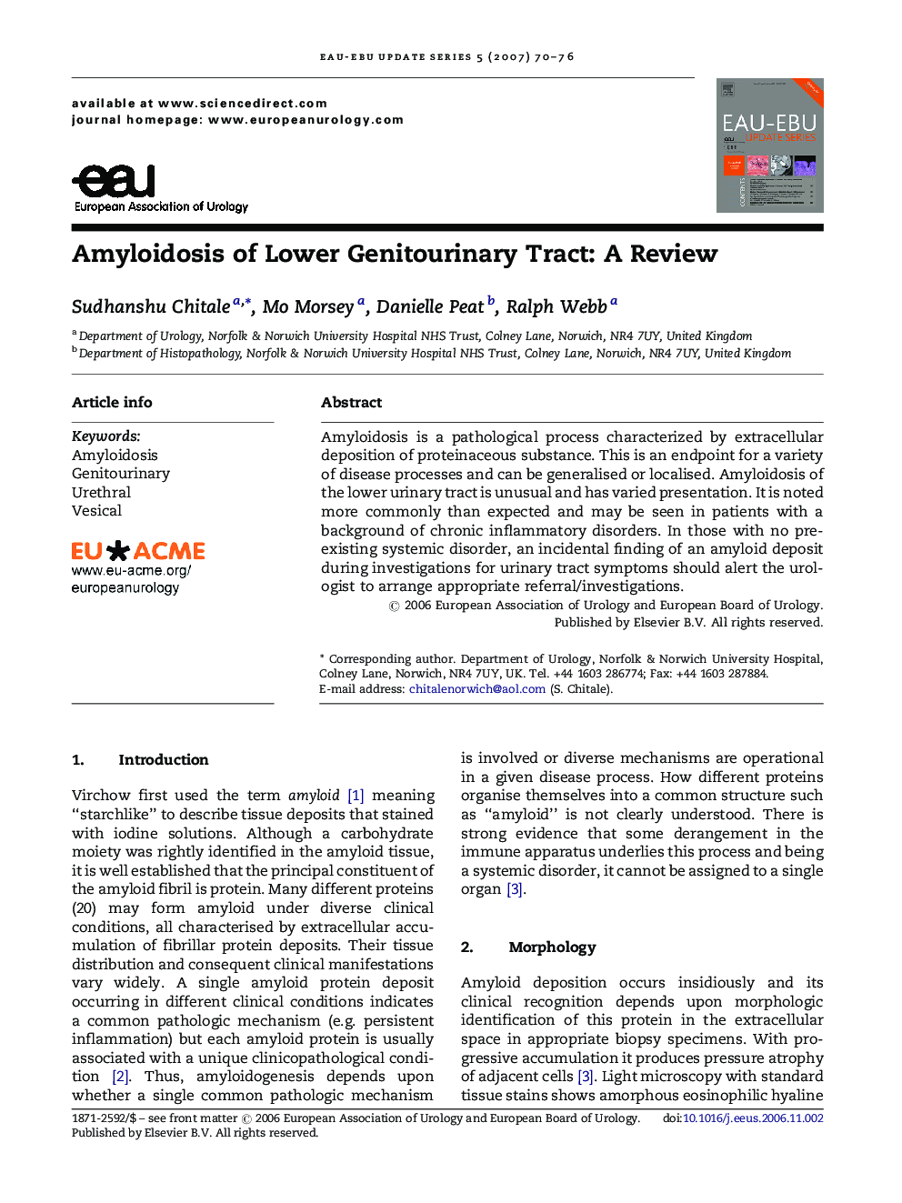 Amyloidosis of Lower Genitourinary Tract: A Review