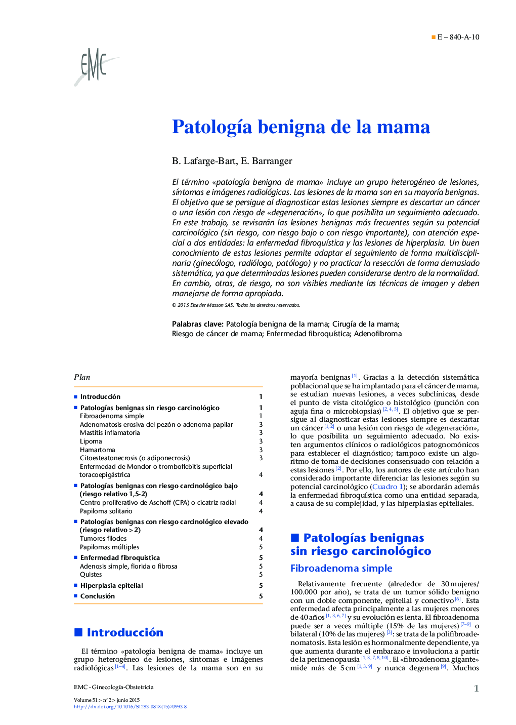 Patología benigna de la mama
