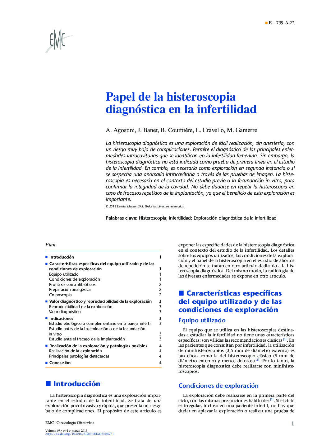 Papel de la histeroscopia diagnóstica en la infertilidad