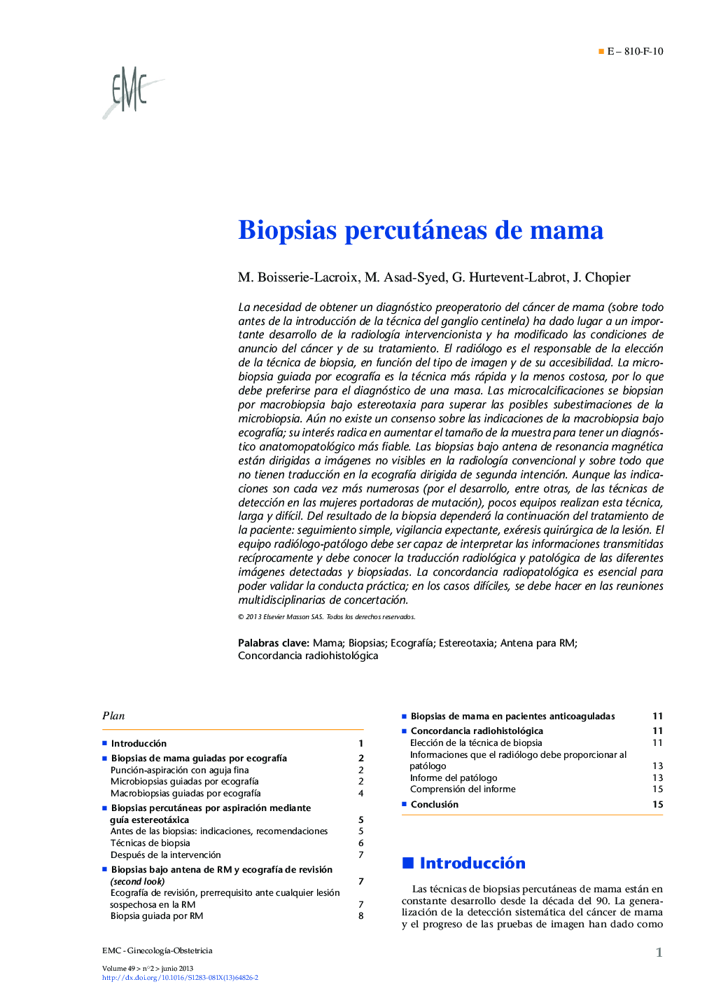 Biopsias percutáneas de mama