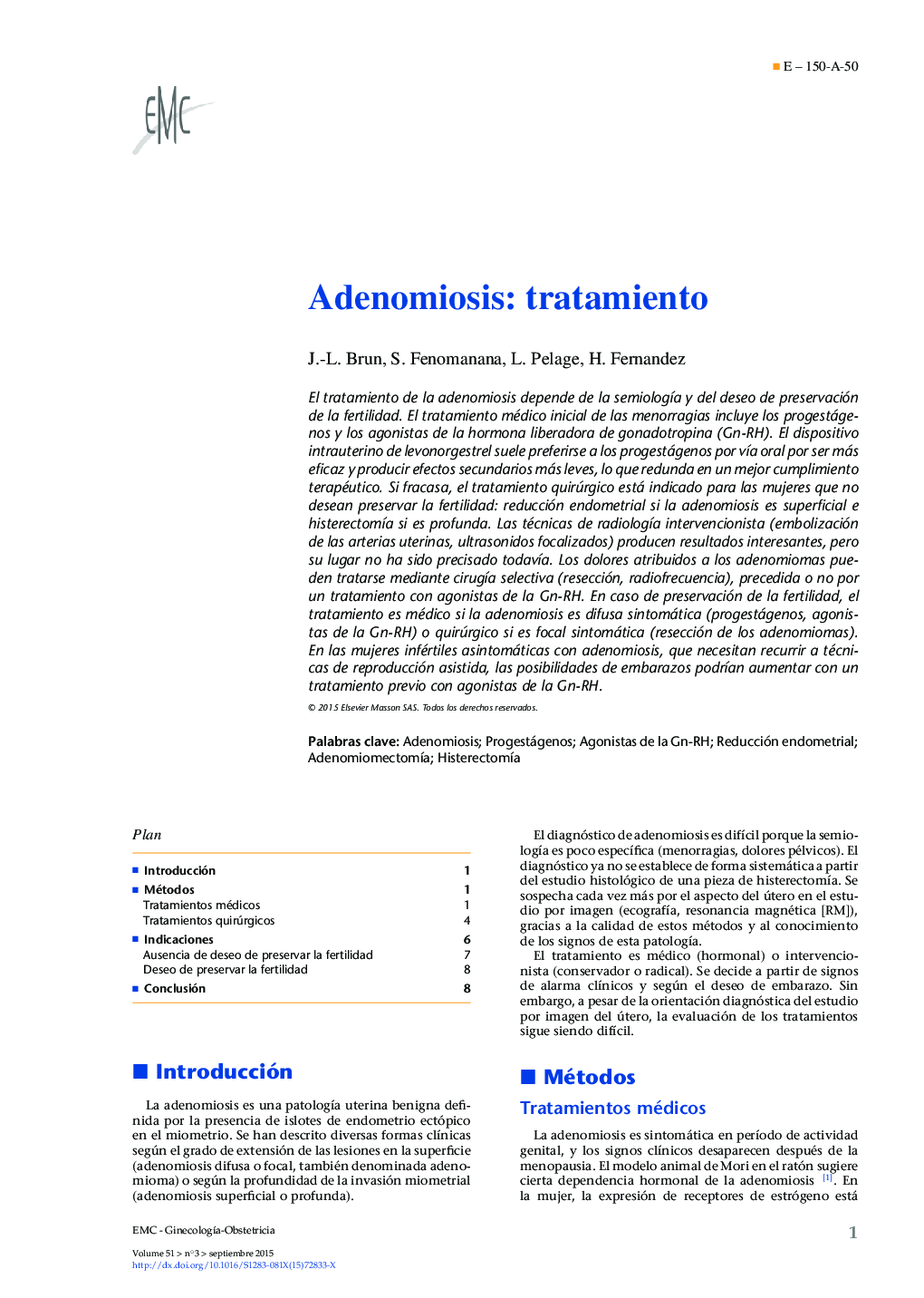 Adenomiosis: tratamiento