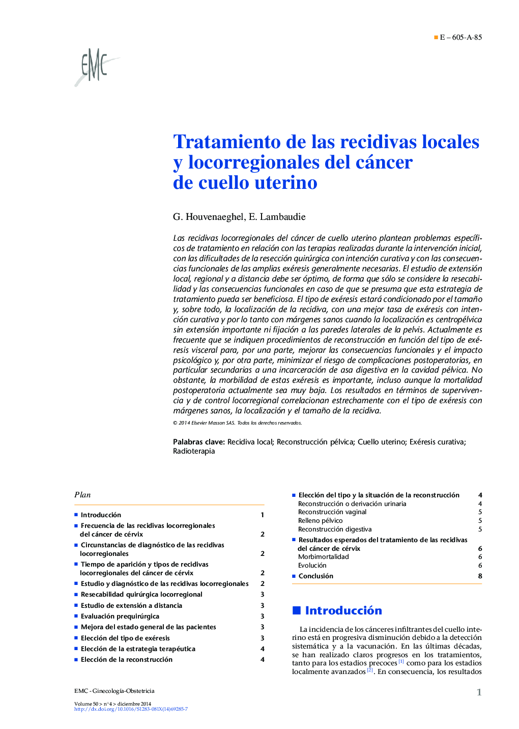 Tratamiento de las recidivas locales y locorregionales del cáncer de cuello uterino