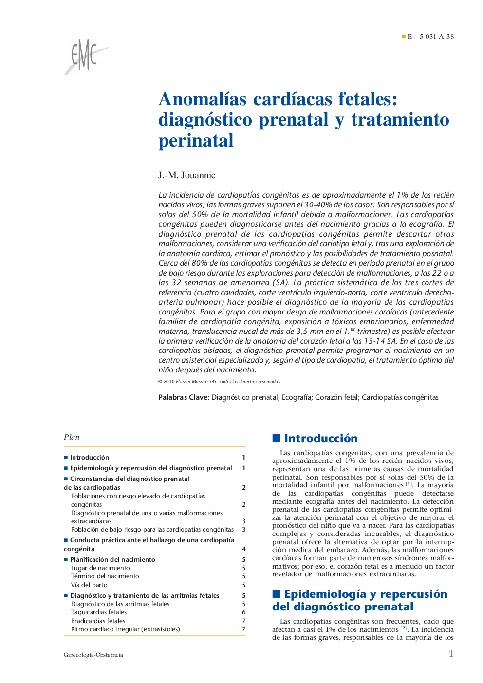 Anomalías cardíacas fetales: diagnóstico prenatal y tratamiento perinatal