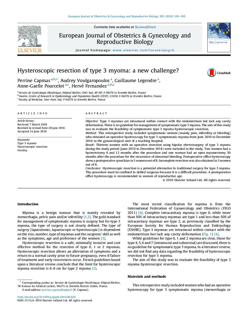 Hysteroscopic resection of type 3 myoma: a new challenge?