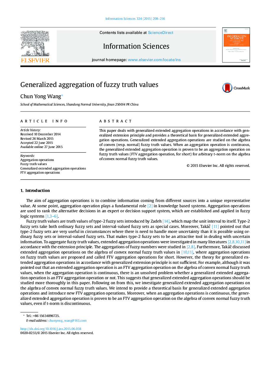 Generalized aggregation of fuzzy truth values