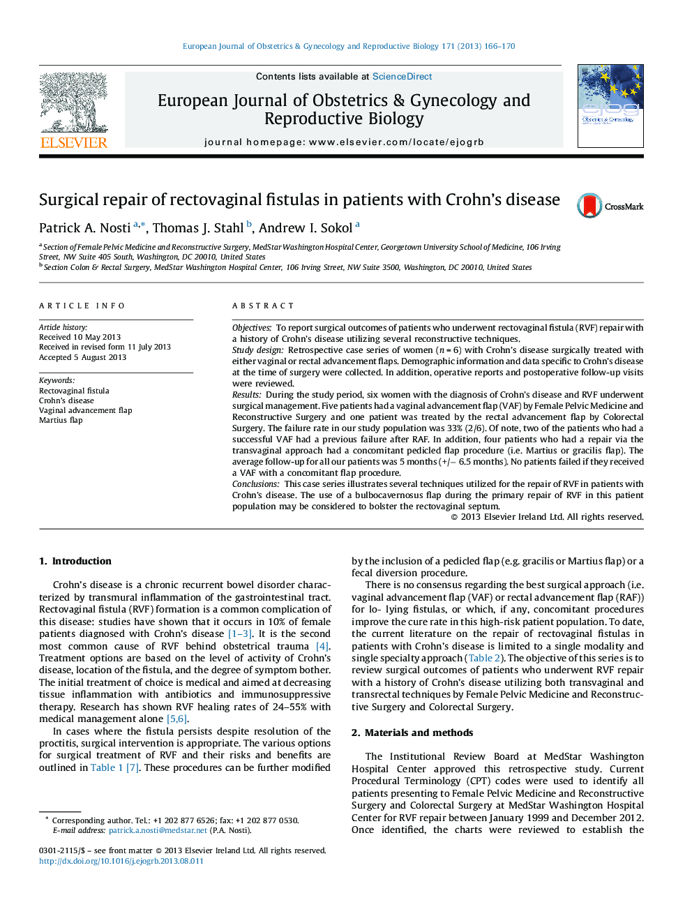 Surgical repair of rectovaginal fistulas in patients with Crohn's disease