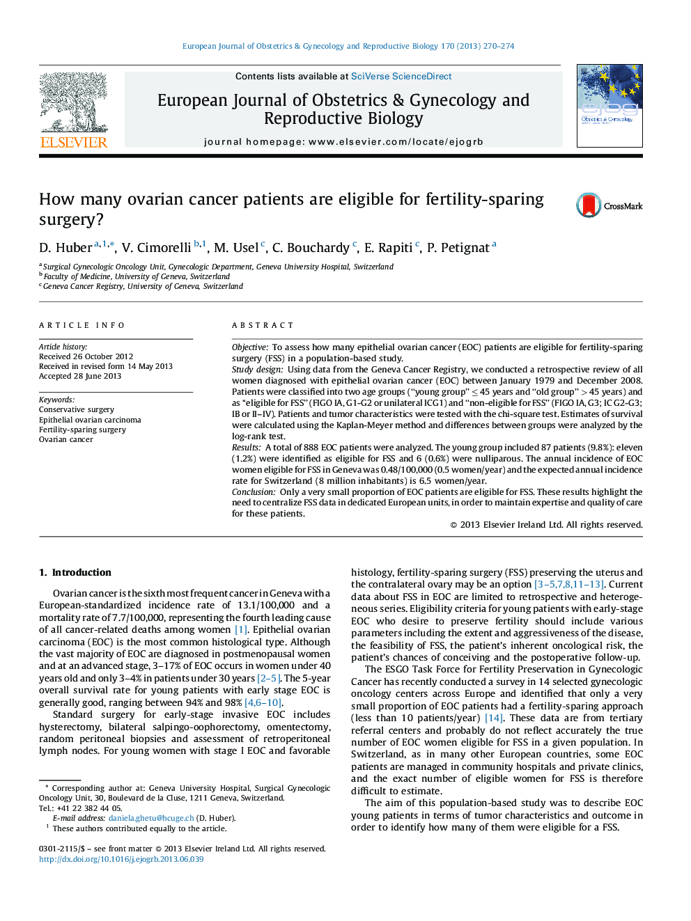 How many ovarian cancer patients are eligible for fertility-sparing surgery?