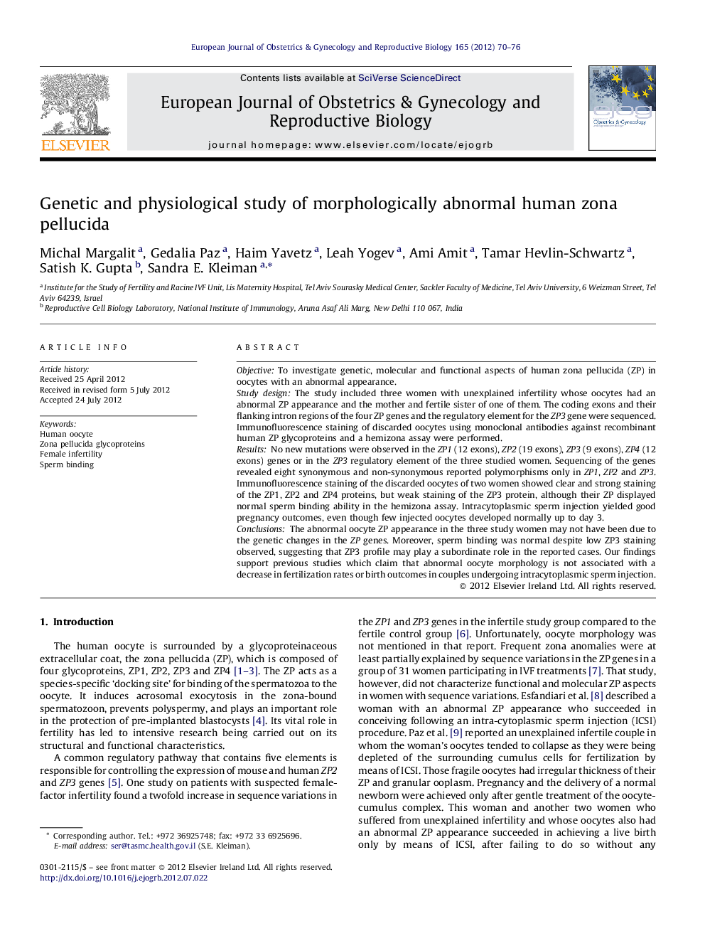 Genetic and physiological study of morphologically abnormal human zona pellucida