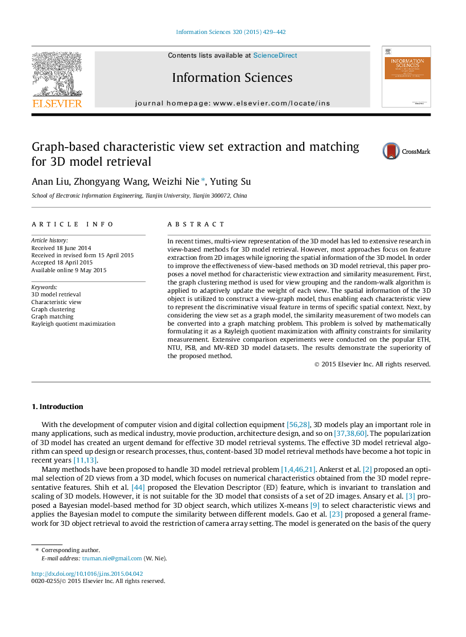 Graph-based characteristic view set extraction and matching for 3D model retrieval