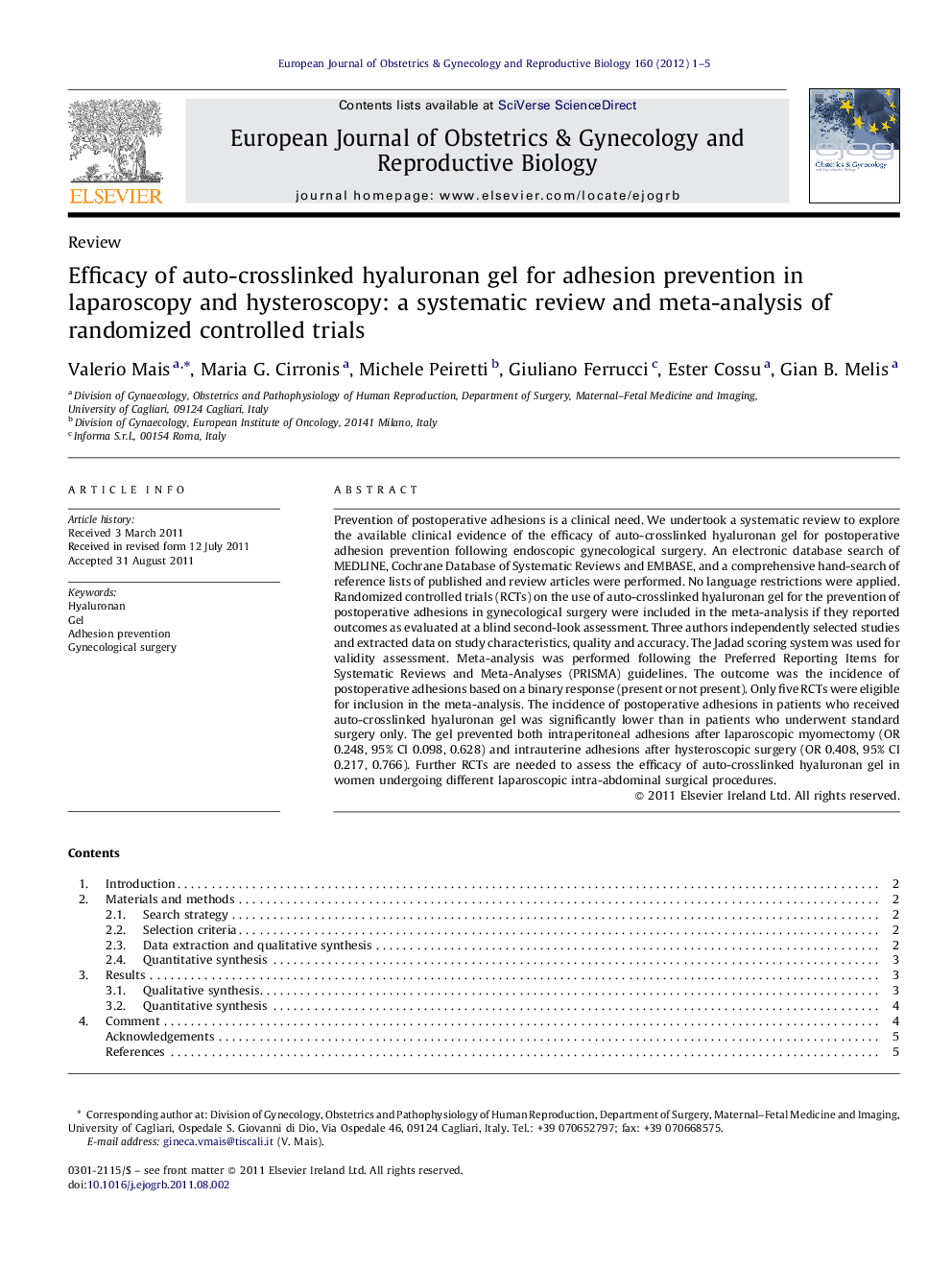 Efficacy of auto-crosslinked hyaluronan gel for adhesion prevention in laparoscopy and hysteroscopy: a systematic review and meta-analysis of randomized controlled trials