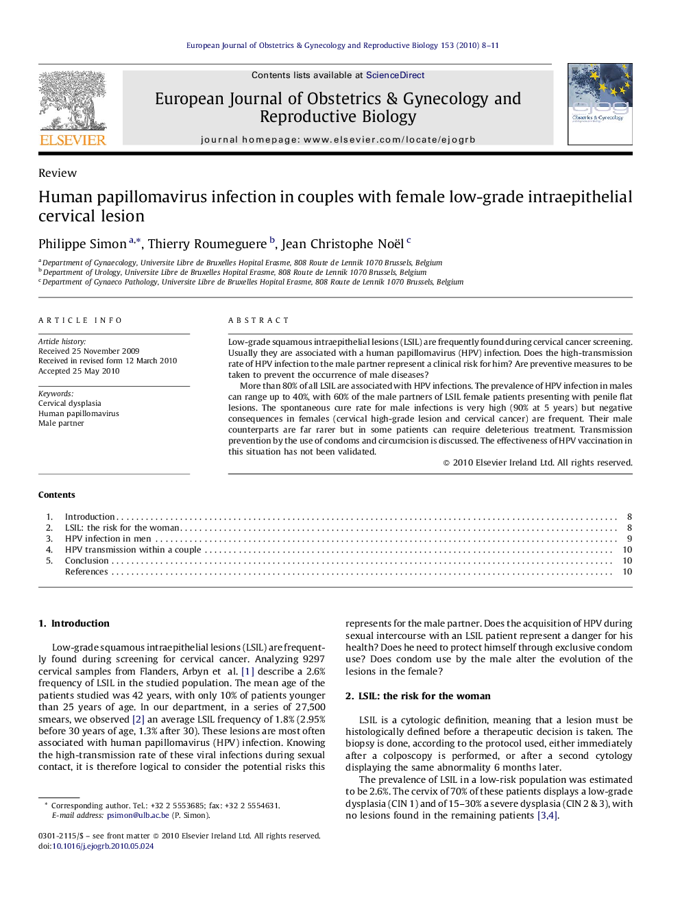 Human papillomavirus infection in couples with female low-grade intraepithelial cervical lesion